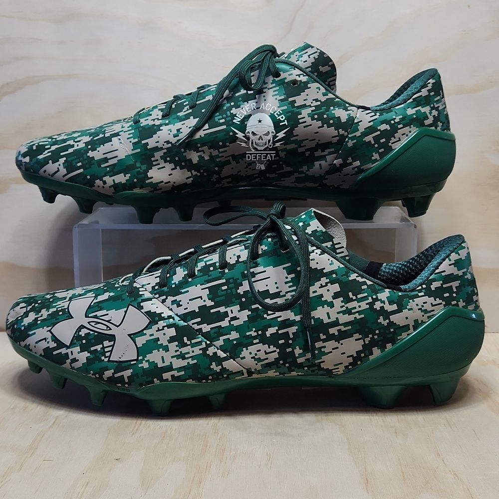 Under Armour UA Spotlight LE Camo Football Cleats Green Tan Men 16 Athletic Shoe